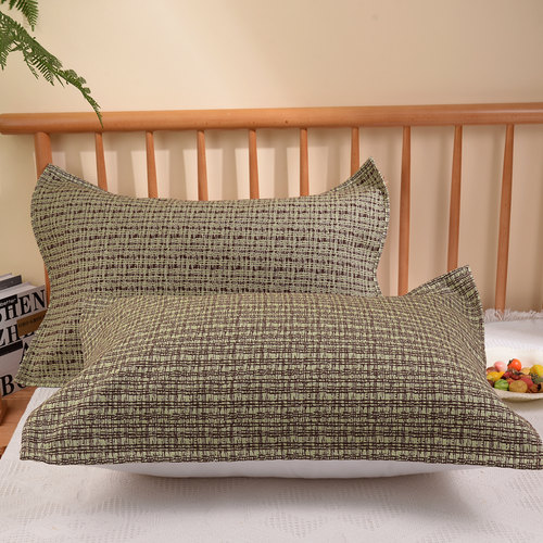 简约格子纯棉纱布枕巾48x74学生宿舍条纹成人单人枕头盖巾加厚