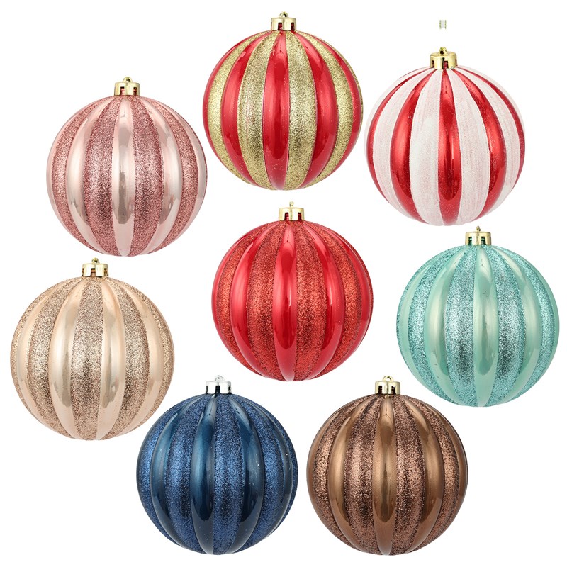 龙虎15cm2个装珠光南瓜彩绘圣诞球圣诞树装饰吊顶挂件筒装球