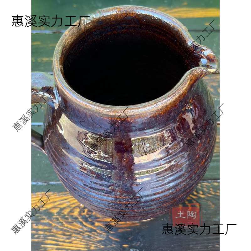土陶壶老式复古柴窑单耳罐茶壶油壶花瓶陶瓷手工粗陶摆件插花
