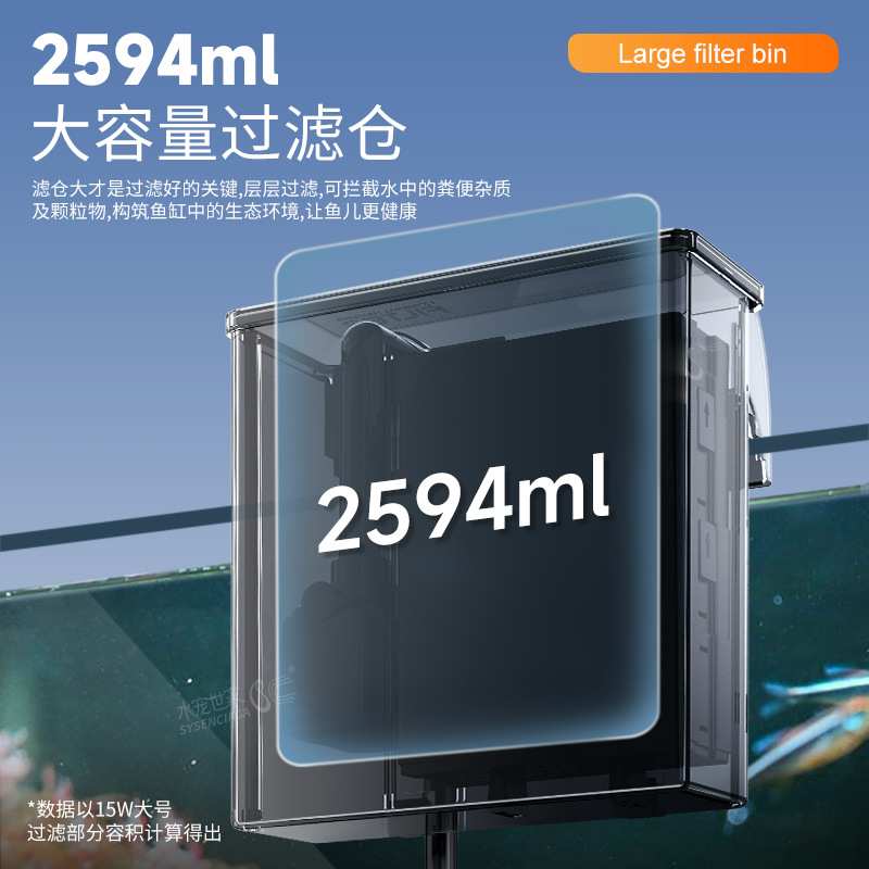 鱼缸壁挂过滤器净水循环三合一水泵大号外置瀑布式壁挂一体机