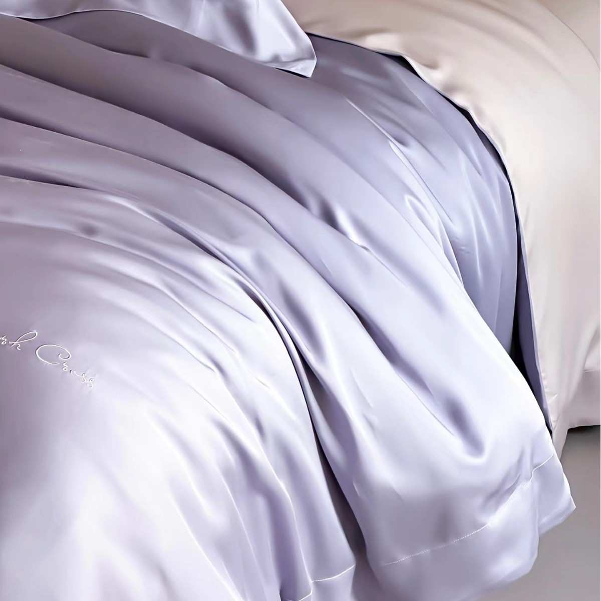 MARKCROSS205春夏撞色冷凝进口兰精纯色超细旦刺绣天丝四件套床品