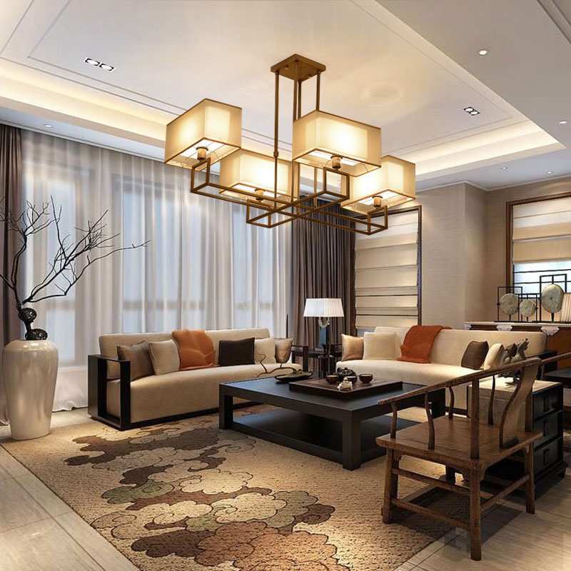 现代新中式吊灯客厅灯简约大气仿古铁艺LED灯具创意复古餐厅灯饰