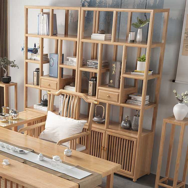 新中式实木博古架现代简约客厅多宝阁古董置物架茶室茶馆展示柜