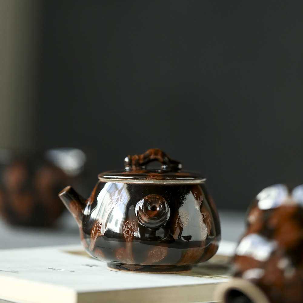 晴先生玳瑁高温窑变釉虎纹金属釉粗陶主人杯陶瓷茶杯景德镇手拉坯