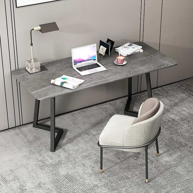 岩板一字板书桌轻奢现代桌子电竞桌办公桌家用电脑桌台式笔记本