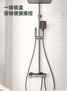 箭牌浴室枪灰色增压淋浴套家用全铜按钮水龙头Ae34143Zgg