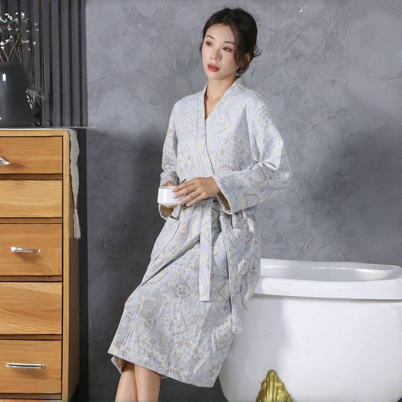 浴袍女纯棉吸水四层纱布2025新款四季通用和服浴衣男睡衣全棉睡袍