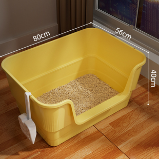 猫砂盆厕所沙盆大黄油特大号巨型超大防外溅屎盆80cm巨大号缅因