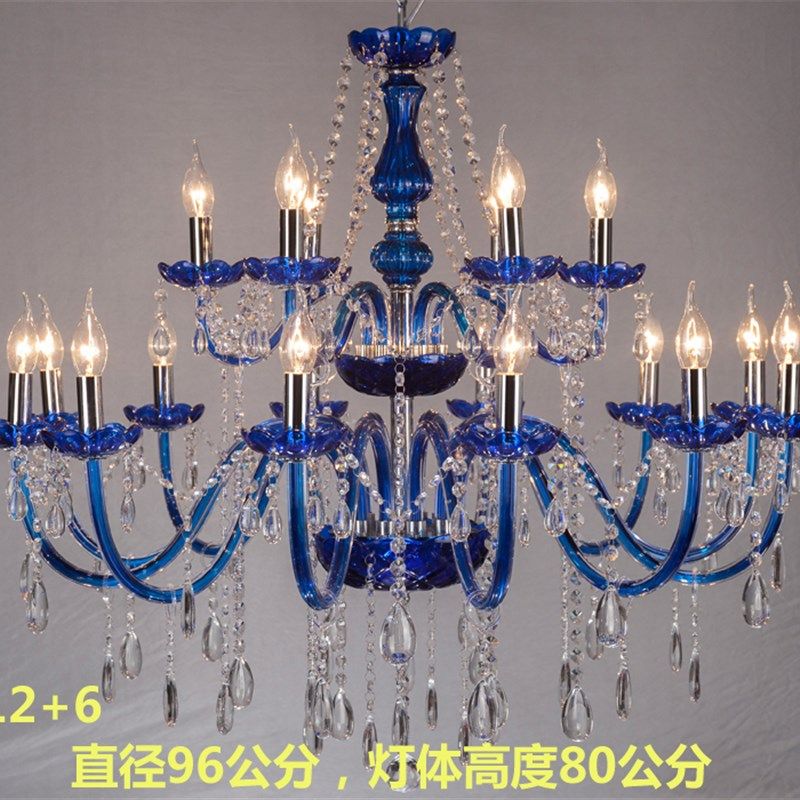 蓝色蜡烛灯蓝色水晶吊灯6头8头到24头适合酒店工程婚庆主题餐厅等,家装灯饰光源,客厅吊灯,淘宝优惠券,粉丝福利购,淘宝优惠卷