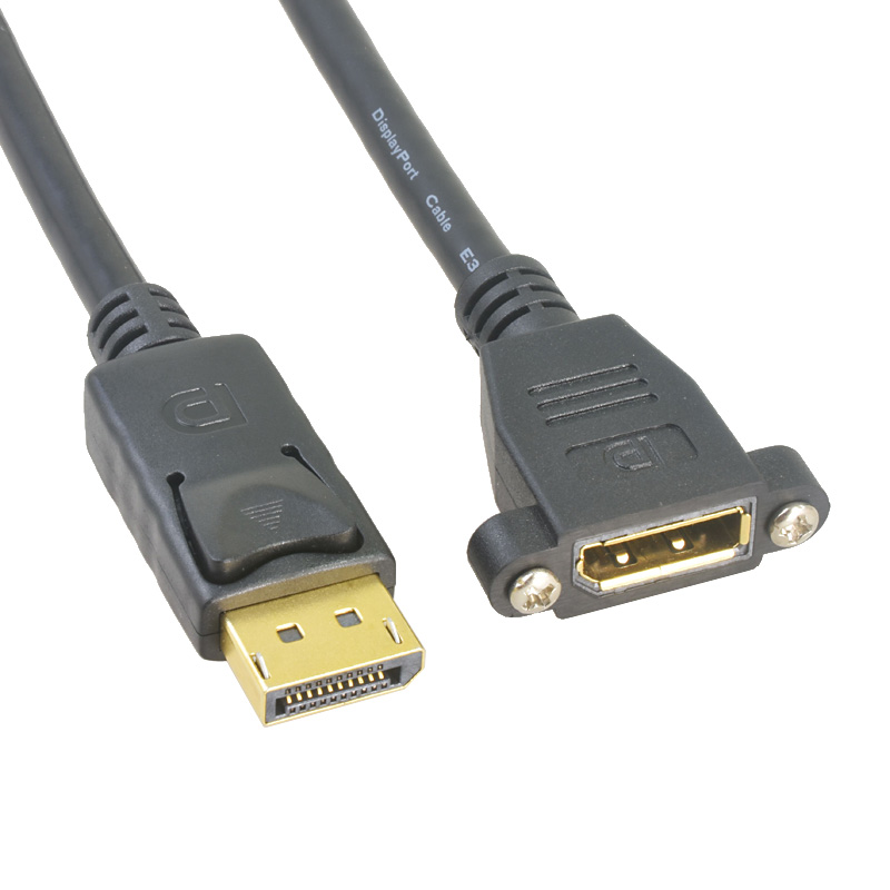 dp显卡显示器延长线公对母高清线弯头4K带螺丝孔耳朵可固定延长线