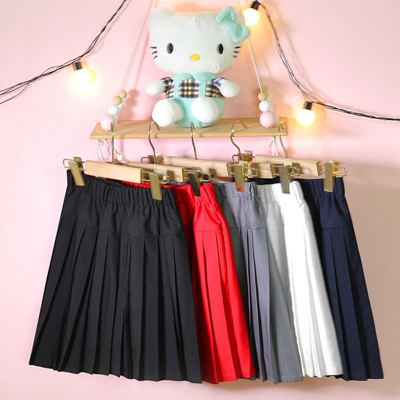 女童百褶短裙JK搭配小孩儿藏青红黑灰色学生春秋学院风校服半身裙
