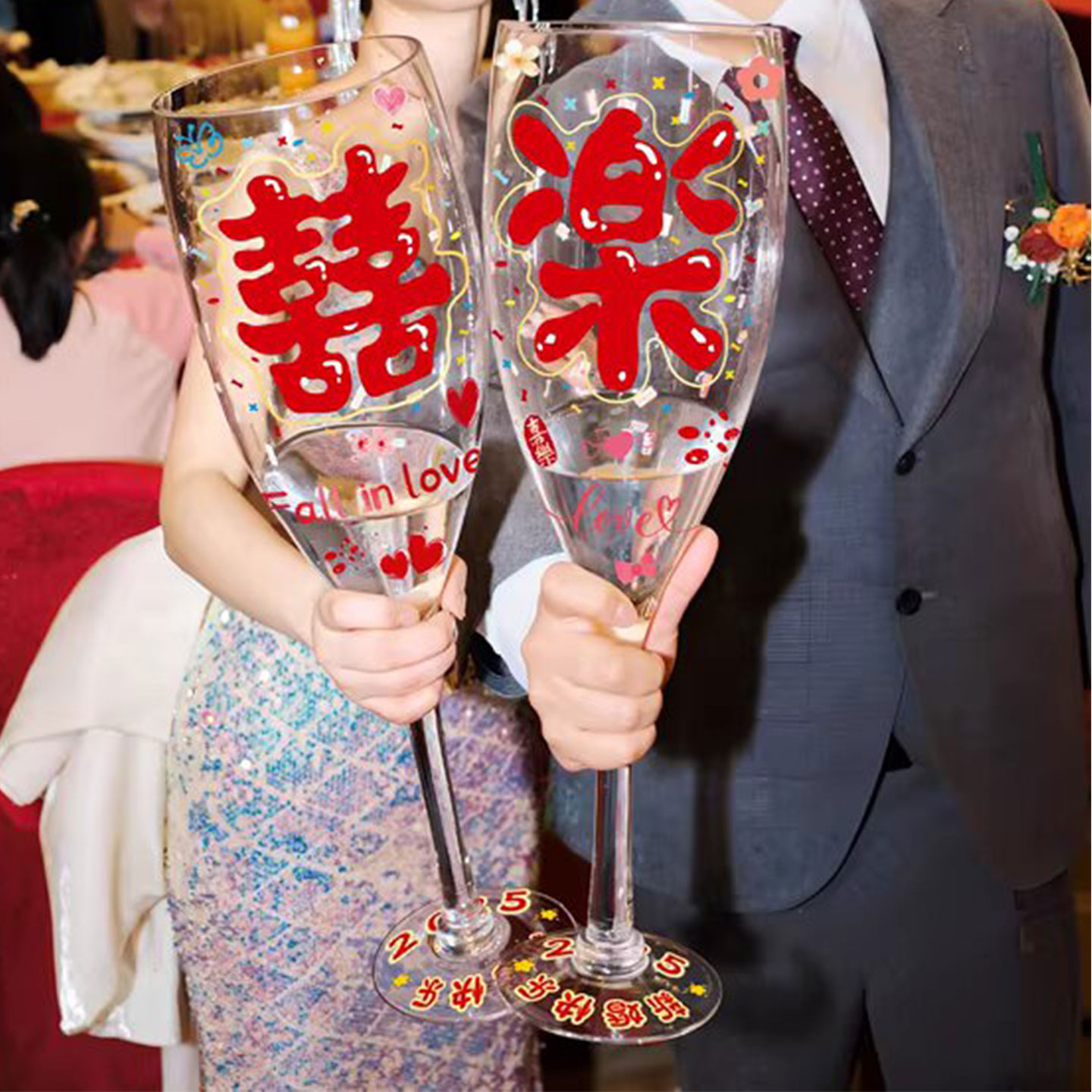 超大敬酒杯diy新人婚礼