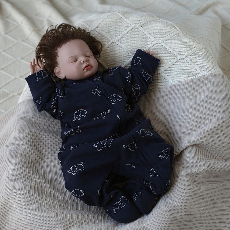 婴姿新生婴儿外出爬服春秋款纯棉拉链连体衣长袖宝宝衣服包手包脚