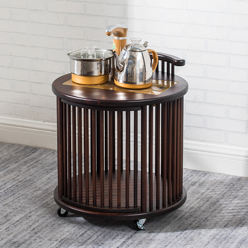 茶边桌圆形烧水整装中式电器一体柜移动小茶车泡茶台大水桶置物架