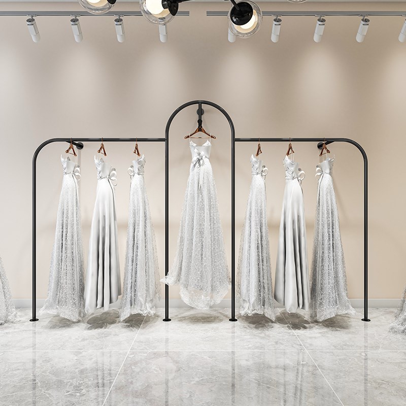 金色婚纱架子壁挂式墙上婚纱吊架高档悬挂展示架影楼专用礼服货架