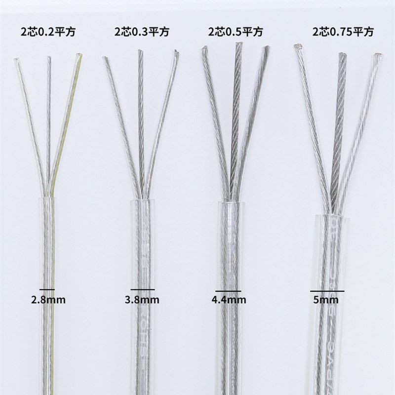 纯铜透明铁氟龙高温电线带钢丝水晶吊灯线2芯0.2 0.3 0.50.75平方,电子/电工,护套线,淘宝优惠券,粉丝福利购,淘宝优惠卷