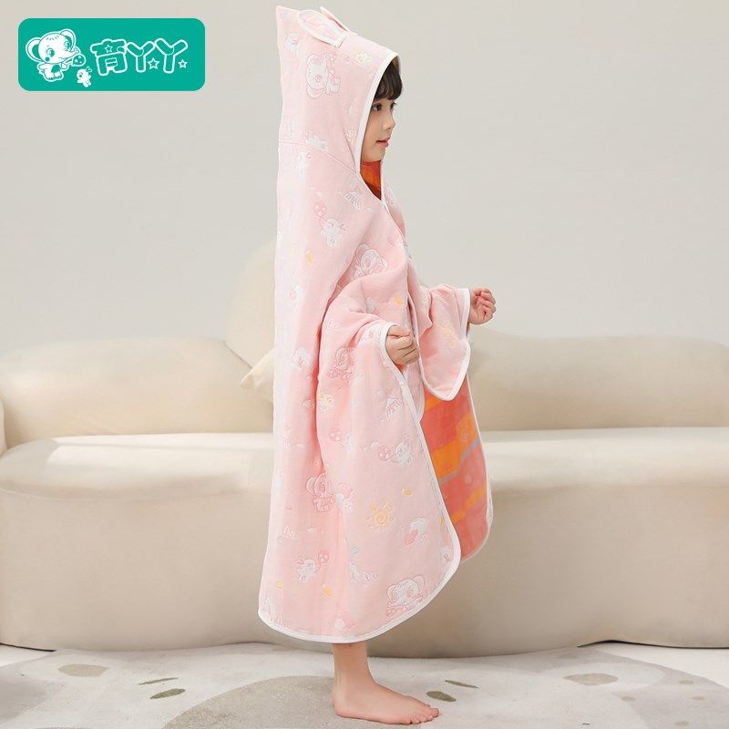 纯棉纱布披风浴巾儿童斗篷浴袍宝宝带帽子洗澡游泳可穿式沙滩巾,婴童用品,浴巾,淘宝优惠券,粉丝福利购,淘宝优惠卷