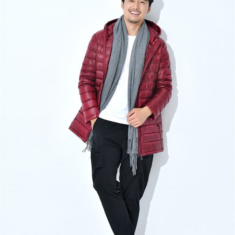 宽松轻薄羽绒服男中长款加肥加大码超轻便超薄款中老年特大号爸爸