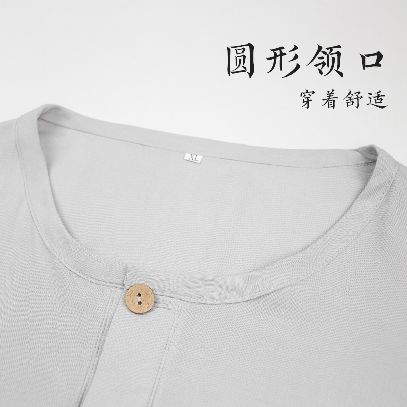 僧服春夏季棉绸内衣薄款清爽纯棉睡衣男女僧人T恤短袖居士服短褂