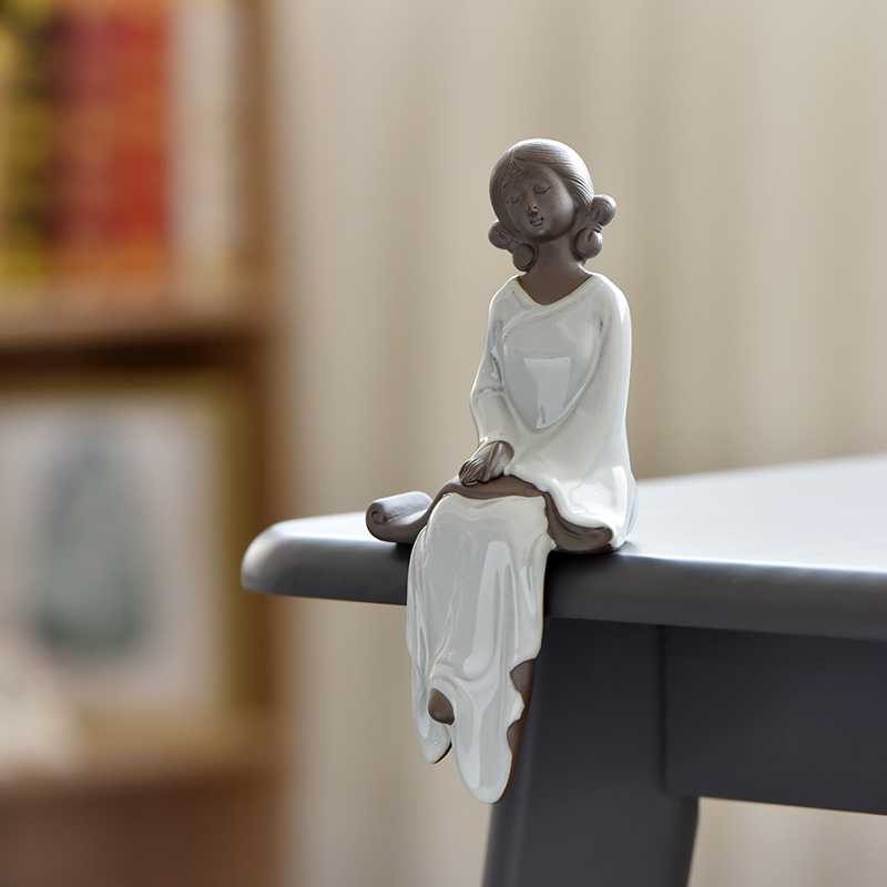 晟初创意陶瓷人物琴棋书画侍女禅意摆件家居客厅书房博古架装饰品