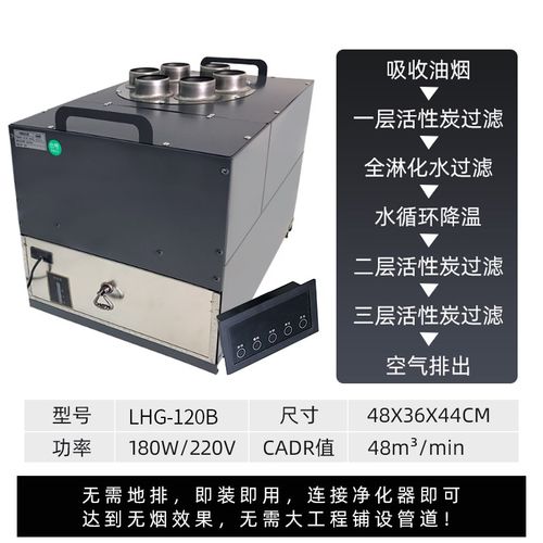 餐饮商用电烧烤炉无烟火锅油烟水净化过滤器无需管道下排烟净化器