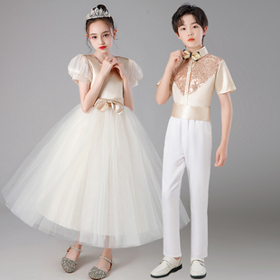 元旦儿童公主蓬蓬纱裙礼服演出服中小学生大合唱团诗歌朗诵表演服