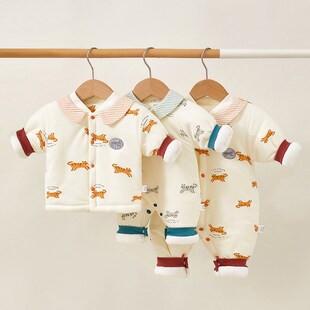 新生婴儿儿衣服冬天男宝宝月子52码秋冬夹棉加厚连体衣冬季外穿59