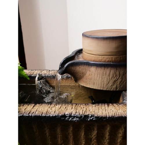 招槽SWN财时来运转磨流水摆件陶瓷水磨石鱼缸石搭配磨盘庭装饰院