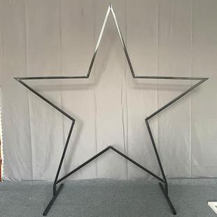 新红款 饰摆饰森系户外婚艺礼异庆形 婚道具铁五角星网ITH背景架装