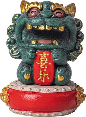 新中式小狮子心喜乐一对笔架笔搁房镇书cstq2024纸摆件彩金档高桌