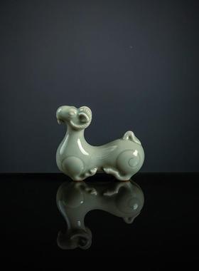 问 朴原创越窑青2023910\羊茶宠桌面摆件搁纯手工笔架笔茶针茶拨