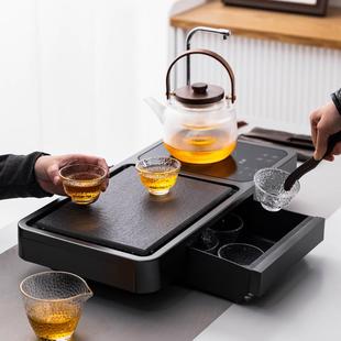 家用高档客厅整套全自动茶台茶盘电陶炉烧水玻璃茶壶 茶具一体套装