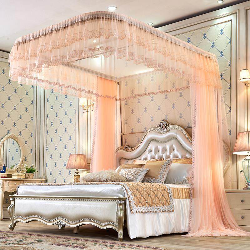 自动轨道蚊帐U型1.5米宫廷1.8m床双人家用网红新款免安装加密加厚,床上用品,蚊帐,淘宝优惠券,粉丝福利购,淘宝优惠卷