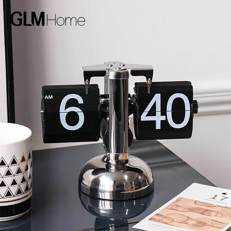 ins风创意自动翻页时钟摆件现代简约客厅桌面机械座钟闹钟装饰品