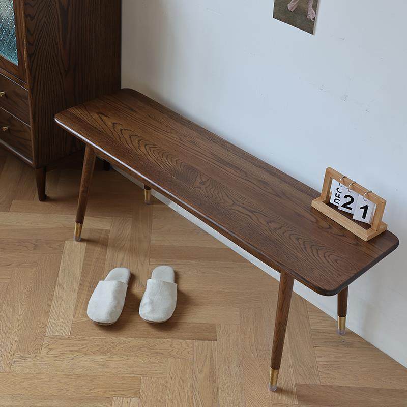 愫墨北欧简约现代樱桃木黑胡桃木家用实木条凳长凳换鞋凳床尾凳