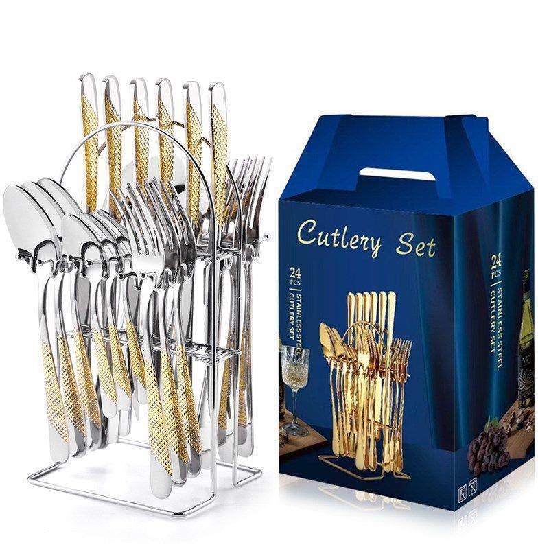 不锈钢浮雕24件套餐具刀叉全套玫瑰金刀叉勺四件套牛排刀叉汤勺,餐饮具,西餐餐具套装,淘宝优惠券,粉丝福利购,淘宝优惠卷