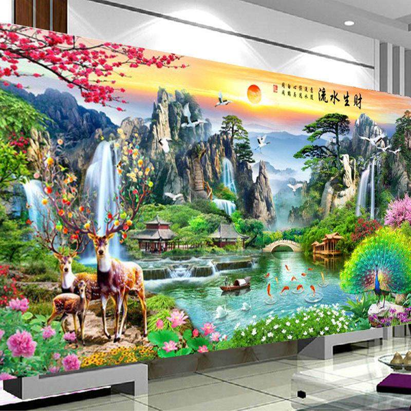 5d钻石画2025满钻新款十字绣客厅山水流水生财点砖石贴画水晶2024,居家布艺,钻石绣,淘宝优惠券,粉丝福利购,淘宝优惠卷