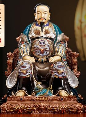 台湾真武大帝铜像 黄铜手工神像 玄天上帝摆件 客厅供奉神像摆设