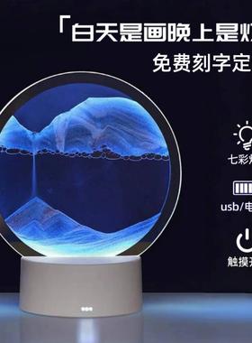 流沙灯摆件流沙画 画小夜灯氛围台灯卧室床头灯送闺蜜送女友生日