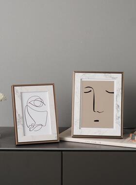 北欧轻奢创意大理石纹摆件相框照片定制6 7 10寸洗照片相架相片架