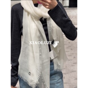 XIAOLUZI 驴 出口国际外单 仙气十足 刺绣字母山羊绒围巾流苏披肩