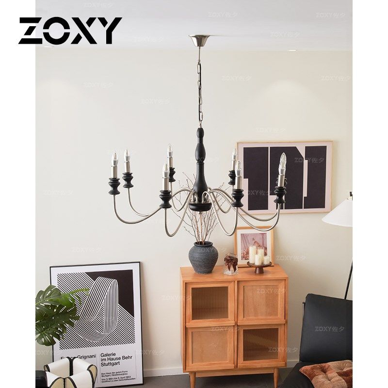zoxy美式 复古蜡烛灯吊灯客厅灯 大厅主灯卧室灯法式洋房别墅灯具