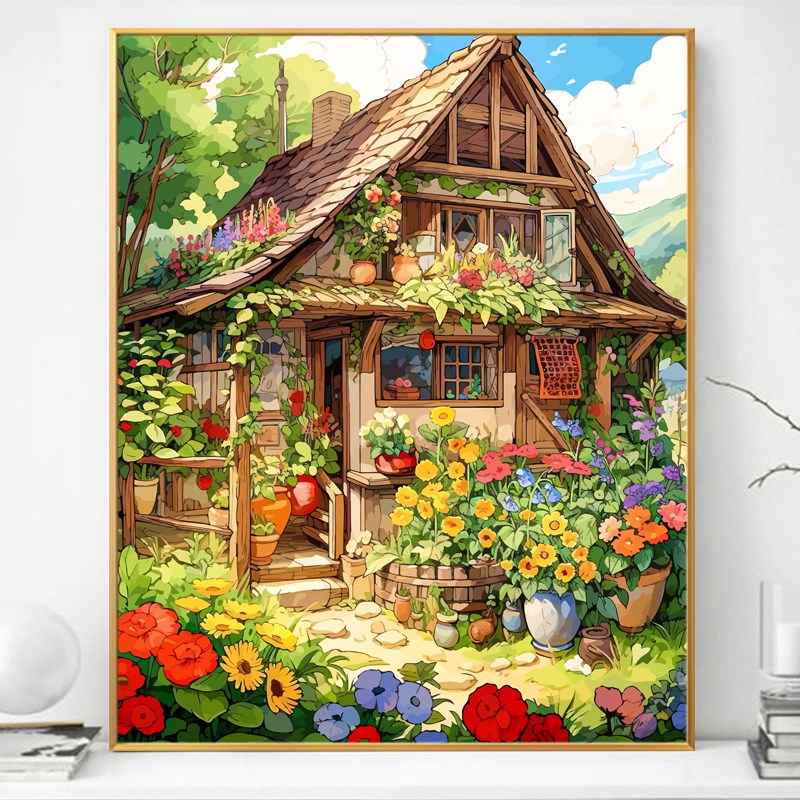 花卉屋画画diy数字油画填充填色2023新款手绘手工涂色油彩装饰画