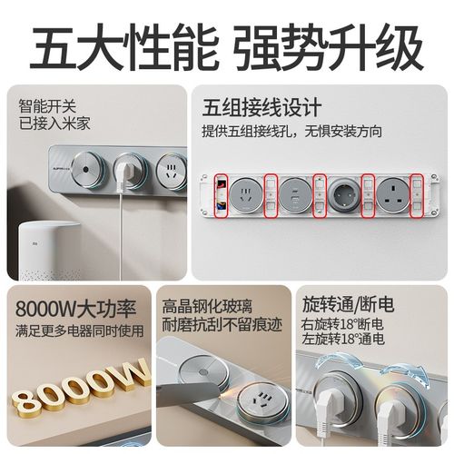 智能轨道插座超薄电力导轨厨房客厅卧室模块化无线电源扩展排插