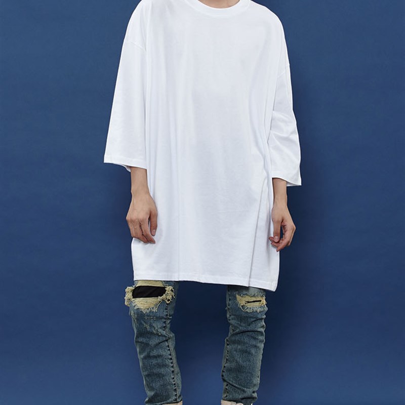 男简约T恤韩2015新款MP个性时尚超长款短袖七分袖打底衫可定制