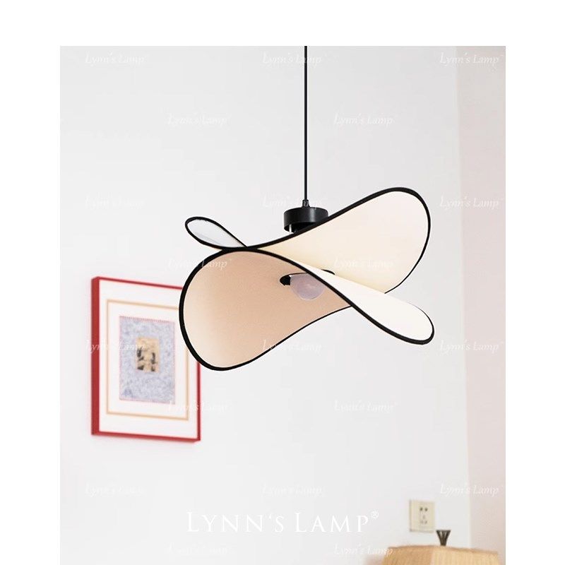 Lynns立意 奶油风布艺吊灯 卧室书房法式中古餐厅民宿草帽南洋灯