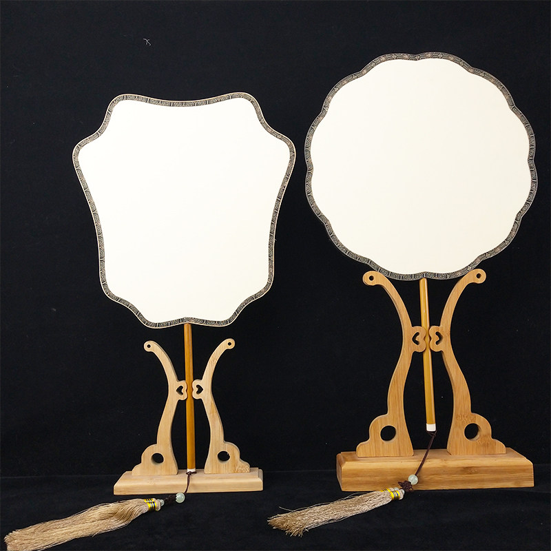 双面宣纸空白团扇子套装国画宫扇DIY工笔小楷古风圆形扇面礼盒装