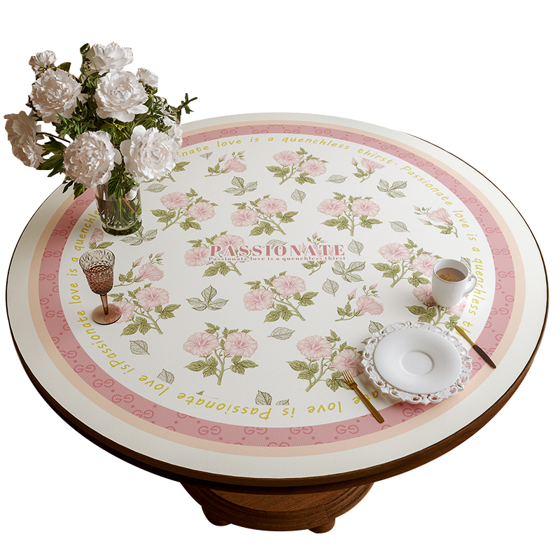 田园美式圆桌桌垫免洗防水防油皮革桌布圆形PVC茶几垫防烫隔热垫