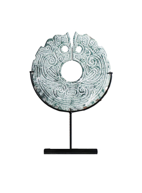 中式手工雕刻浅绿龙玉璧家居酒店样板房书房博古架艺术装饰品摆件