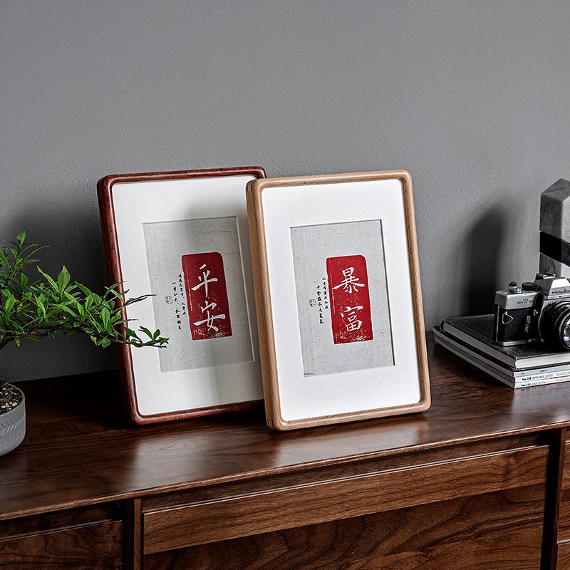 传合黑胡桃实木相框摆台定制8寸/A4原木画框装裱冲洗照片做成相框